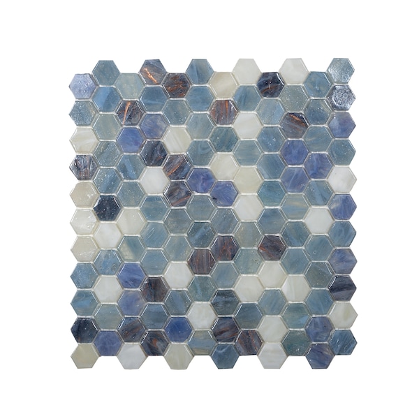 Apollo Tile Sample of Sky Blue 10.8"x11.5" Hexagon Glass Mosaic Tile APLAHX9905EC02 Sample - main